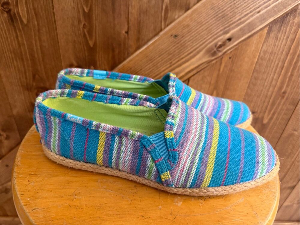 Keds Women’s Multicolor Striped Espadrille Slip-On Shoes – Size 6